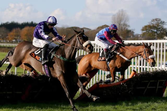 La Bague Au Roi (right) ridden by Richard Johnson wins the olbg.com Mares' Hurdle at Wetherby in November.