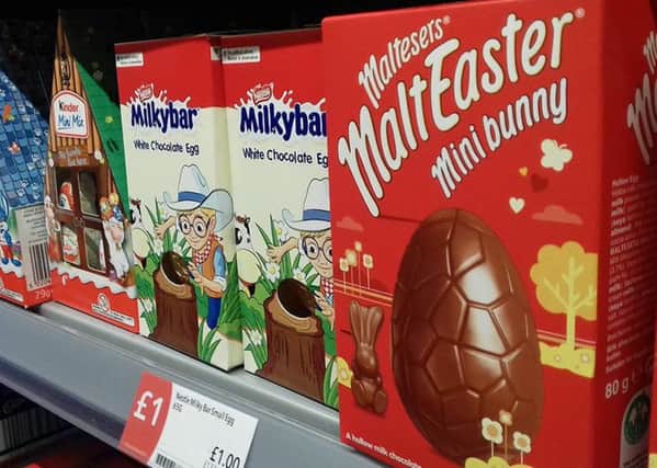 Easter Eggs display in a Co-Op store in North Yorkshire. PIC: PA