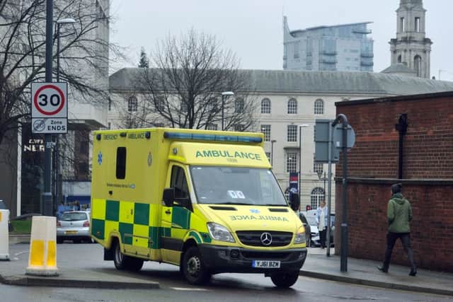 4 January 2018 ....... Ambulance heads to A&E at the Leeds General Infirmary (LGI). Picture Tony Johnson