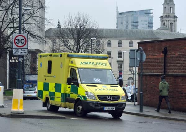 4 January 2018 .......  Ambulance heads to A&E at the Leeds General Infirmary (LGI). Picture Tony Johnson