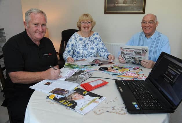Feature on the volunteers of Burnley's talking newspaper group.
Alan (left), Marjorie Dunderdale and Brian Horne prepare the next edition.  PIC BY ROB LOCK
10-5-2017