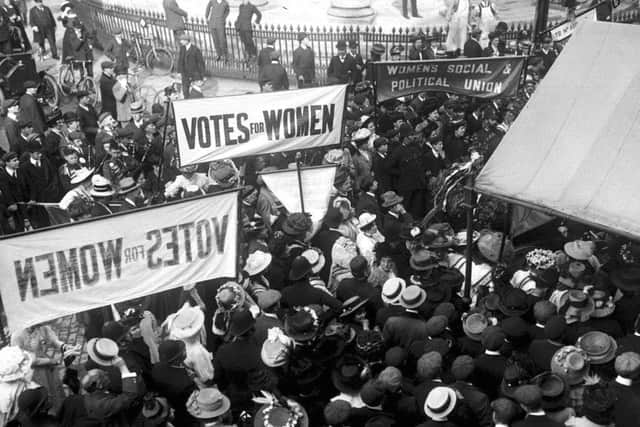 Suffragettes gathering to protest in London