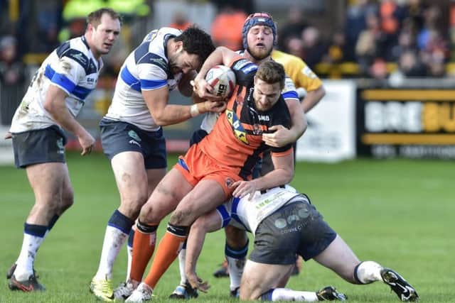 James Clare in action for Castleford Tigers against Featherstone Rovers.