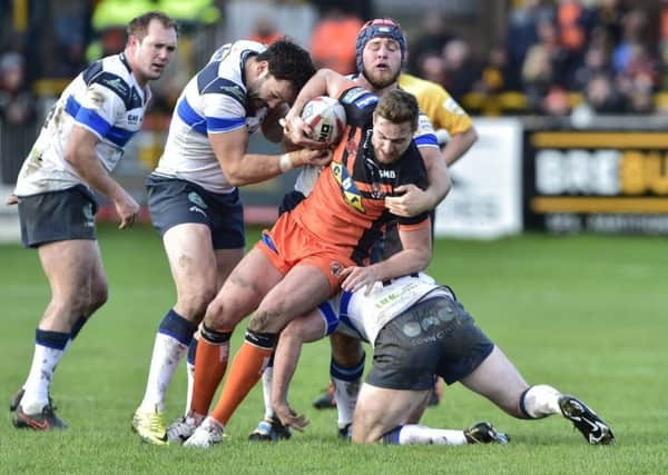 James Clare in action for Castleford Tigers against Featherstone Rovers.