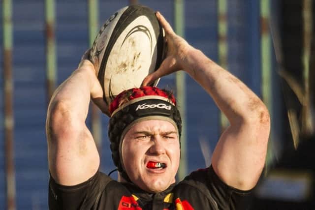 Harrogate try scorer, Aarin Yorke.