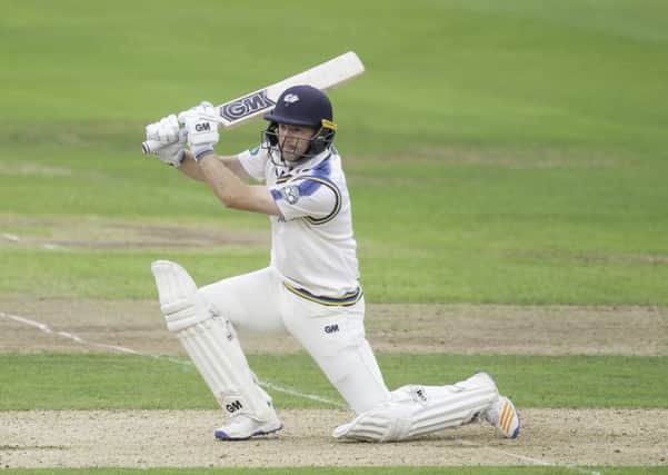 STICKING AROUND: Yorkshire's Adam Lyth hits out. Picture by Allan McKenzie/SWpix.com