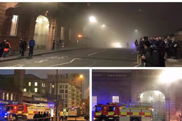 Nottingham railway station has been closed this morning as firefighters tackled a huge blaze.