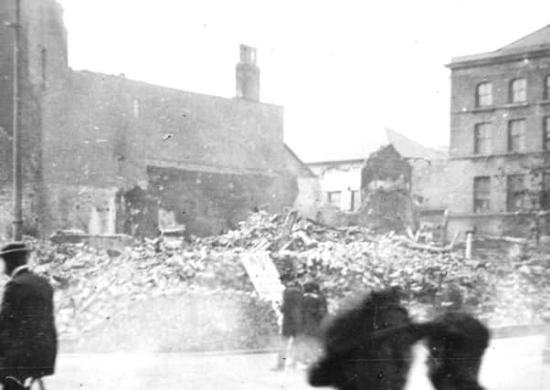 PAGE 8 (HULL - package)
WEDNESDAY MAY 28 2008 FIRST WORLD WAR ARCHIVES
The aftermath of a Zeppelin bombing strike on Edwin Davis & Co, general drapers and milliners, Market Place, Hull during the First World War _ one of the images already in the City Archives' collection. Hull City Council has joined forces with the University of Oxford to take part in a major project to bring together material related to WW1.