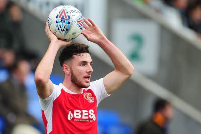 Lewie Coyle in action for his loan club, Fleetwood Town.