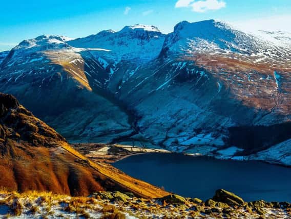 a winter view of Scafell Pike from Wasdale, Lake District Cumbria. The National Trust has unveiled plans to rededicate the "world's greatest war memorial" - Scafell Pike and a dozen other Lake District summits given to the charity after the First World War.  PA