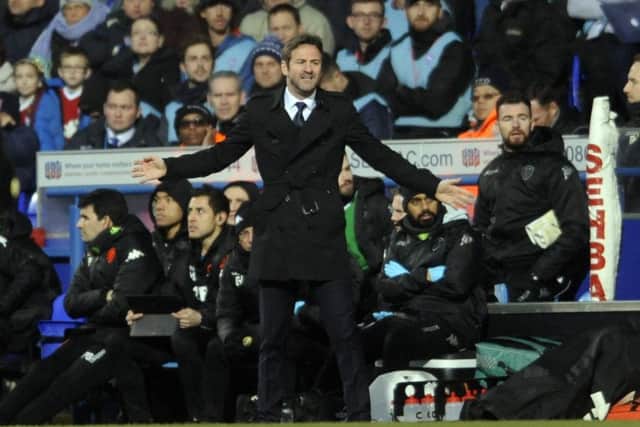 Thomas Christiansen shows his frustration on the sidelines at Ipswich Town.