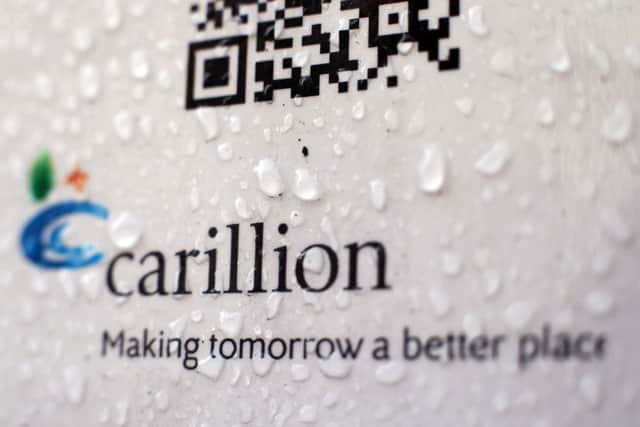 A sign at a Carillion construction site in central London Photo: Yui Mok/PA Wire