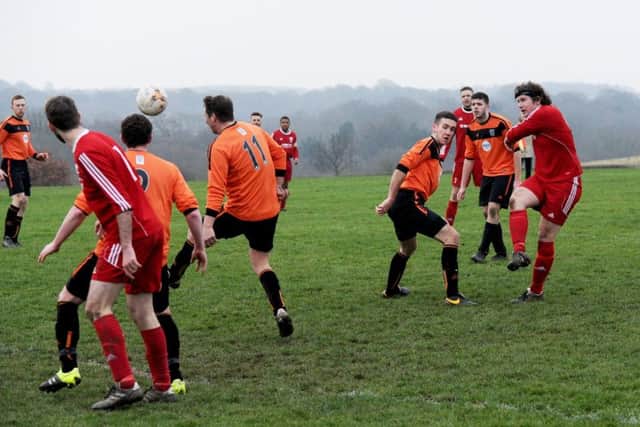 Shire Reserves' Jay Kirkham shoots during Saturday's 4-2 Hancock Cup win over visitors Colton. PIC: Steve Riding