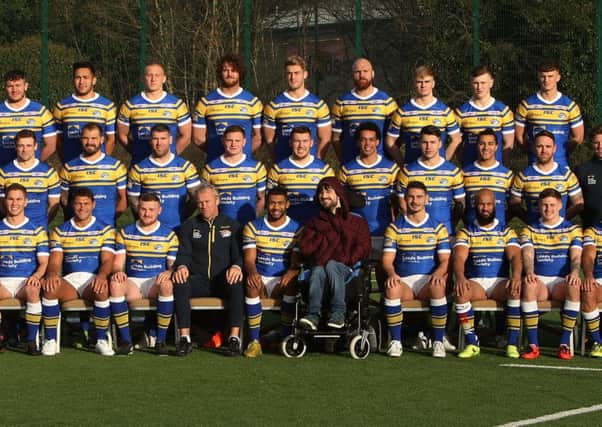 Nathan Pride in the Rhinos team photo.