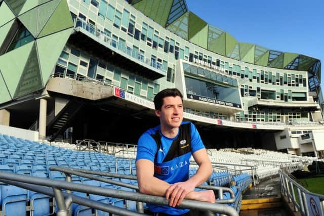 Eyeing bright future: Yorkshire pace bowler Matthew Fisher, pictured at Headingley this week, is aiming for a big summer. (Picture: Simon Hulme)