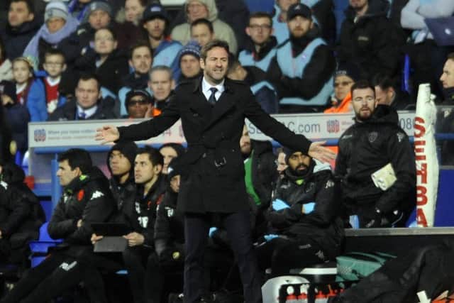 Thomas Christiansen reacts during last weekend's defeat at Ipswich Town
