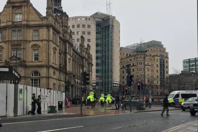 Mounted police in Leeds today ahead of the Millwall game