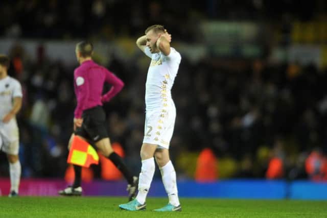 Laurens de Bock shows his frustration after the 4-3 defeat to Millwall at Elland Road. Picture: Tony Johnson.