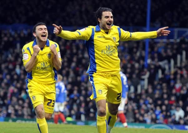 Davide Somma, celebrates scoring the second goal of the match at Portsmouth in 2011.
