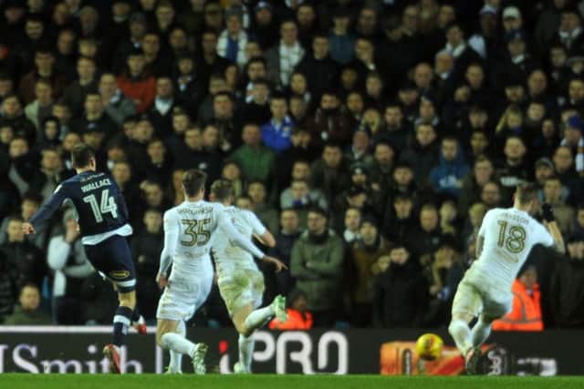 Lions' Jed Wallace scores a late, late winner at Elland Road. PIC: Tony Johnson