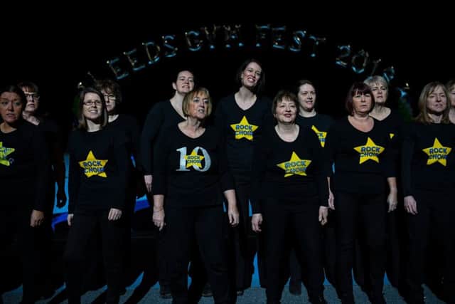 Date: 21st January 2018.Picture James Hardisty.Leeds Gymnastics Club, 16th Gymfest 2018, held at First Direct Arena, Leeds. Pictured Yorkshire Rock Choir, opening the event.