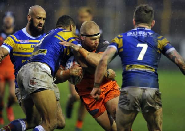 Castleford Tigers forward Oliver Holmes in off-season action against Leeds Rhinos. PIC: Tony Johnson
