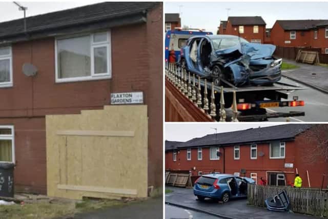 The scene after the crash in Tempest Road, Beeston. Pictures: Tony Kemp