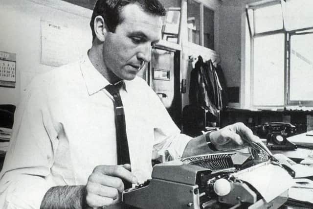 Jimmy Armfield, working on his column at the Blackpool Gazette