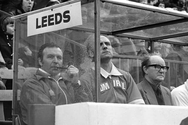 Leeds United manager Jimmy Armfield and assistant Don Howe in the FA Cup semi-final against Manchester United at Hillsborough in 1977.
