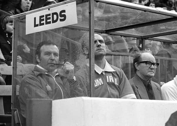 Leeds United manager Jimmy Armfield and assistant Don Howe in the FA Cup semi-final against Manchester United at Hillsborough in 1977.