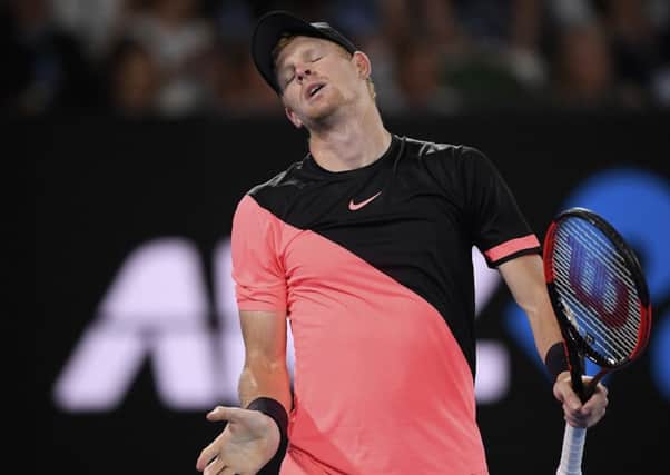 NOT TO BE: Kyle Edmund, on his way to defeat against Marin Cilic on Thursday in Melbourne. Picture: AP/Andy Brownbill