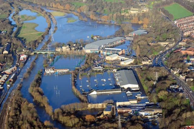 An aerial picture of Kirkstall, Leeds, during the floods.