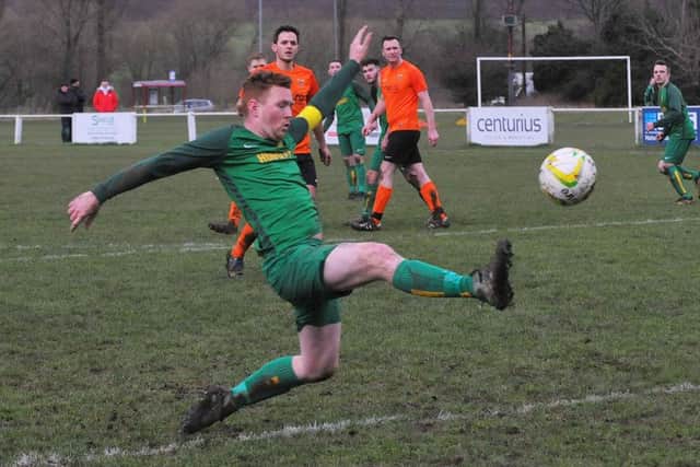 Killian Mabey at full stretch for Hunslet Club at Otley Town. PIC: Steve Riding