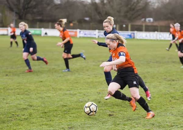 Two-goal Jodie Redgrave in FA Cup action against Derby County. PIC: Jim Fitton