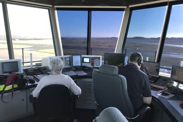 Ina Dunn, 86, from Headingley has always loved airplanes. So when staff at Sue Ryder Wheatfields Hospice told her she was going to spend a day with the air traffic controllers at Leeds-Bradford airport, she could not believe it.