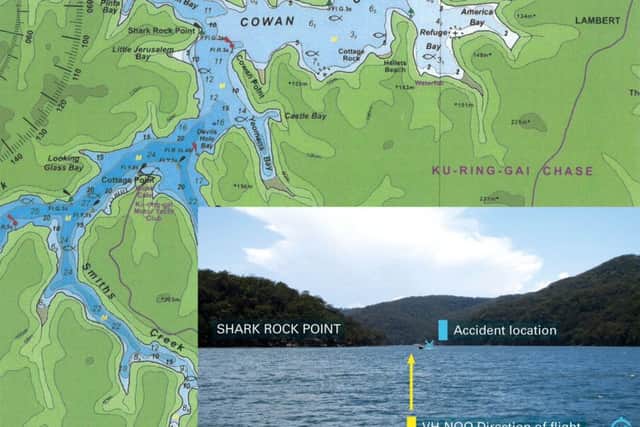 Photo supplied by the Australian Transport Safety Bureau showing the Cottage Point and Cowan Creek area, near Sydney, close to where the seaplane crashed. PIC: PA