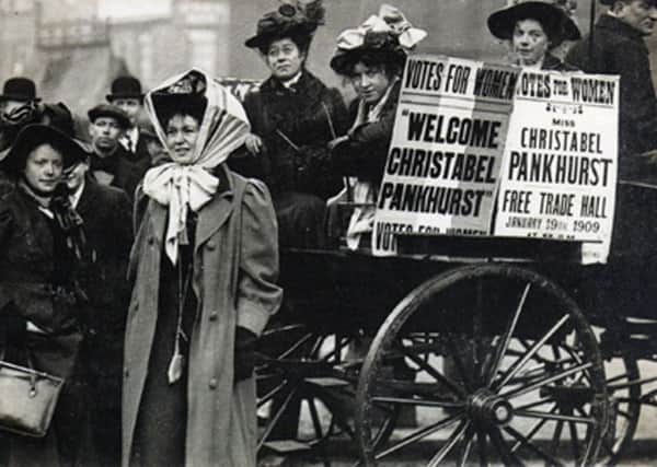 HEROINES OF HISTORY: Leeds suffragette Mary Gawthorpe with campaigners during the WSPU-self-denial-week in Leeds in 1908.