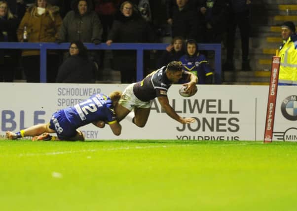 Ryan Hall scores his second try