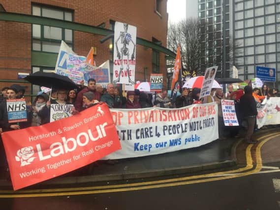 Protesters outside Leeds General Infirmary