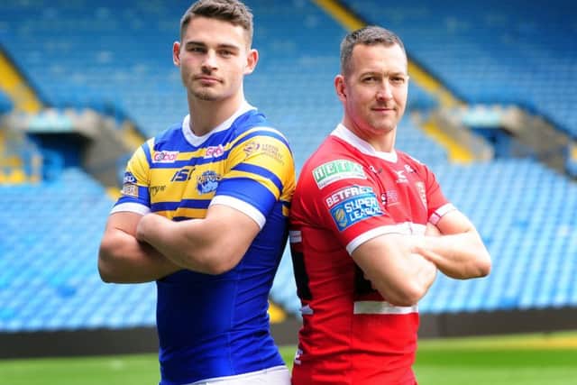 Leeds Rhinos forward Stevie Ward with his former skipper Danny McGuire, now with Thursday's opponents Hull KR. PIC: Simon Hulme