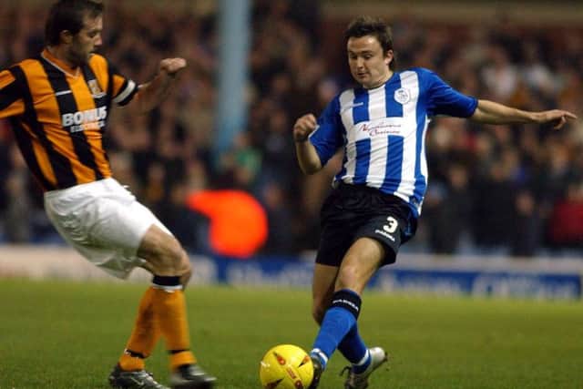 8th December 2004.
Sheffield Wednesday v Hull City, CocaCola League One.Pictured Hull Citys Ian Ashbee goes in for a 50/50 with Sheffields Paul Heckingbottom                                           .