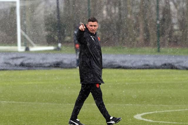 Paul Heckingbottom takes his first training session at Thorp Arch. PIC: Varleys/LUFC