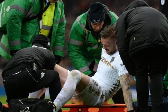 Pontus Jansson is stretchered out of Saturday's defeat to Cardiff City.