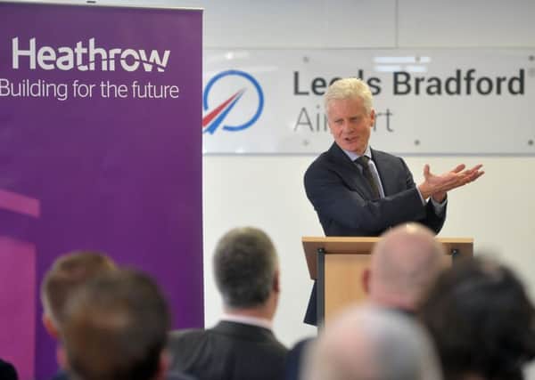 JOBS BOOST: Heathrow chairman Lord (Paul) Deighton speaking at Leeds Bradford Airport.