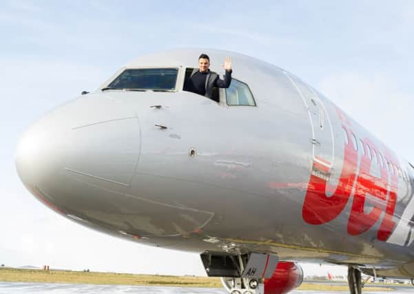 TAKE-OFF: Peter Andre joins the Jet2 celebrations at Leeds Bradford airport.