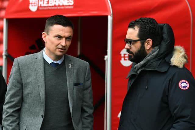 SO, WHAT DO YOU RECKON? New Leeds United manager Paul Heckingbottom chats to direcotr of football Victor Orta at Bramall Lane ahead of the derby clash with Sheffield United.