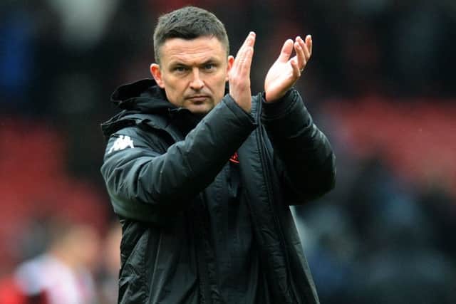 Paul Heckingbottom thanks the travelling Leeds United fans after the defeat at Sheffield United.