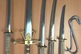 Police officers seized this 'potentially dangerous' collection of knives from a property in Sheffield, after they received a tip-off from Sheffield City Council.