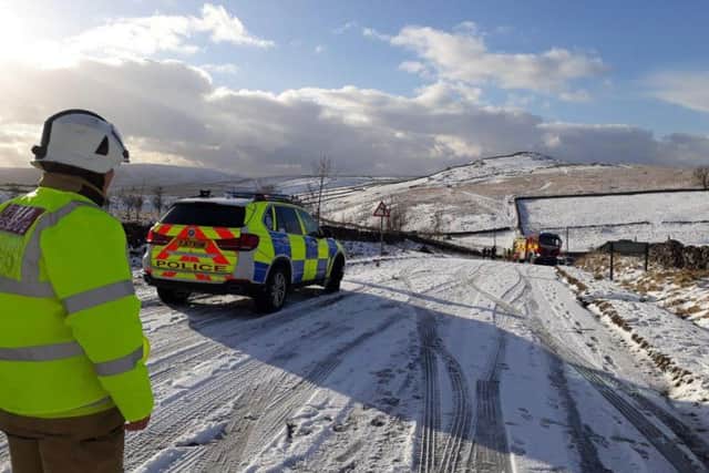 The crash on the B6265 between Grassington and Patley. Picture: Tony Peel (North Yorkshire Fire and Rescue Service).