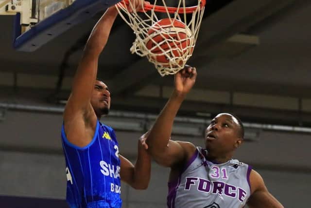 Action from October's meeting between Sheffield Sharks and Leeds Force. The rematch is on Force's 'home tur' on Friday. PIC: Chris Etchells
